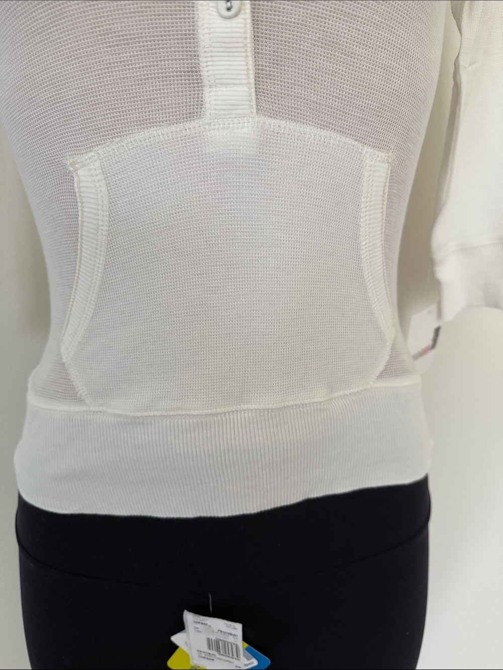 Abercrombie & Fitch White Henley Hoodie with Kangaroo Pocket - Picture 4 of 9
